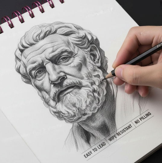 Roza Sketchbook A5 160gsm Σπιράλ Μπλοκ Σχεδίου 48 Σελίδες Μολύβι & Μαρκαδόρους Μπλε
