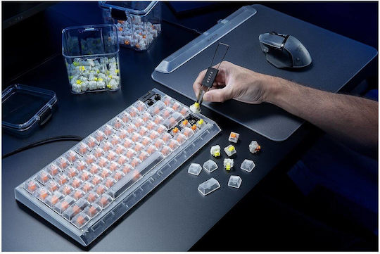 Razer BlackWidow V4 Gaming Mechanical Keyboard 75% with Razer Orange Switches and RGB Lighting English US Phantom White Edition