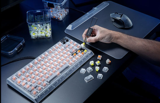 Razer BlackWidow V4 Gaming Mechanical Keyboard 75% with Razer Orange Switches and RGB Lighting English US Phantom White Edition