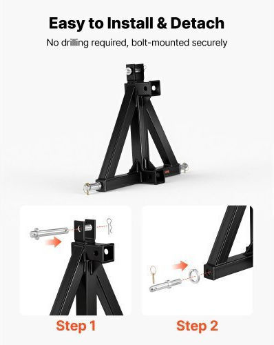 Vevor 3 Point Trailer Hitch 50.8 Mm Receiver 3 Pt Quick Hitch Attachment Tractor Tow Drawbar Adapter Compatible Category 1 Kubota Mahindra Ford Yanmar John Deere Massey Ferguson