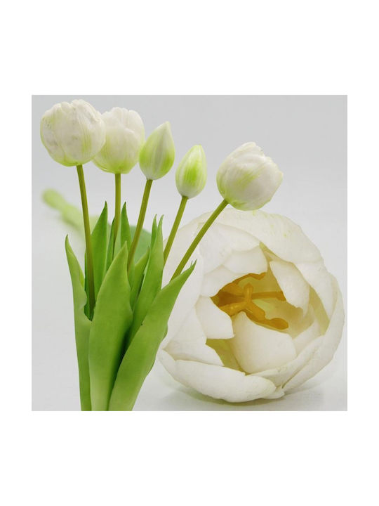 Bouquet 5 White Peony Tulips 39 Cm Life-like Spring Decoration