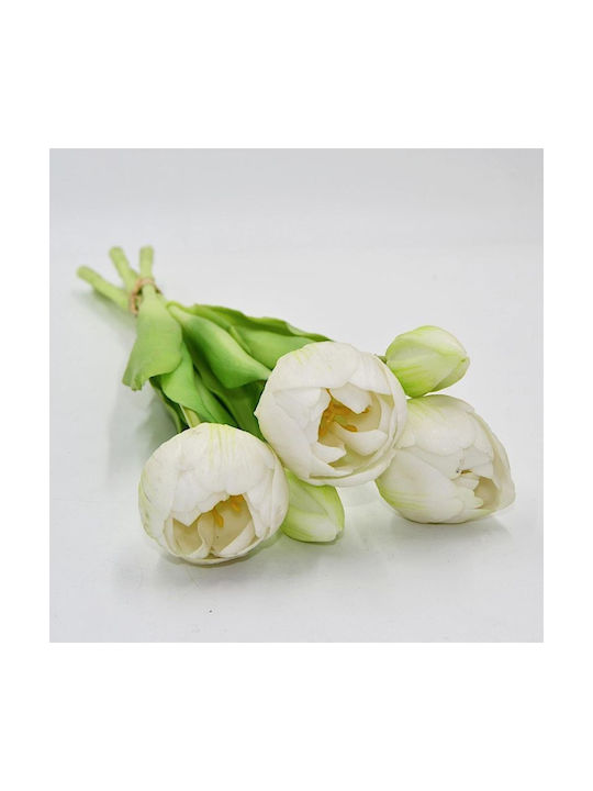 Bouquet 5 White Peony Tulips 39 Cm Life-like Spring Decoration