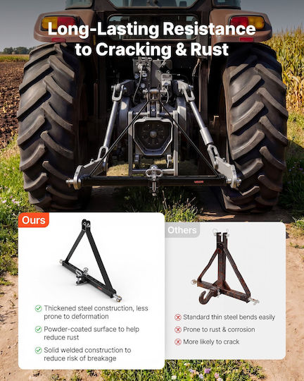 Vevor Three Point Tow Hitch Ball Adapter Quick Hitch Tractor Category 2 Compatible Kubota Mahindra Ford Yanmar John Deere Massey Ferguson Sjxjsqdkbp21yh3a3001v0