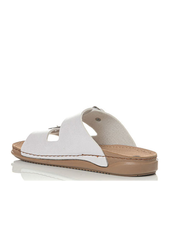 Damen Anatomische Flache Sandalen Weiß