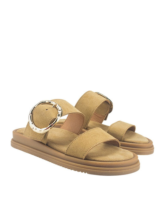 Damen Flache Sandalen Beige