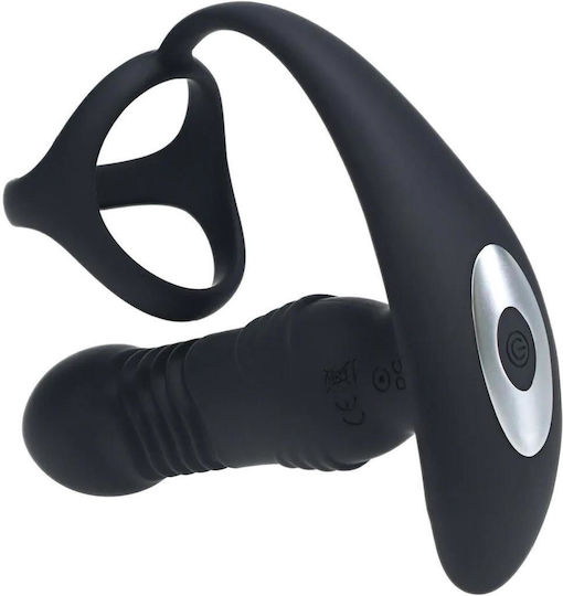 Vibration Penisinringe aus Silikon mit Prostata-Massagegerät Tri O Schwarz