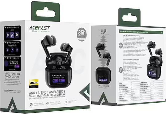 Acefast W6 In-ear Bluetooth Handsfree Ακουστικά με Θήκη Φόρτισης Μαύρα