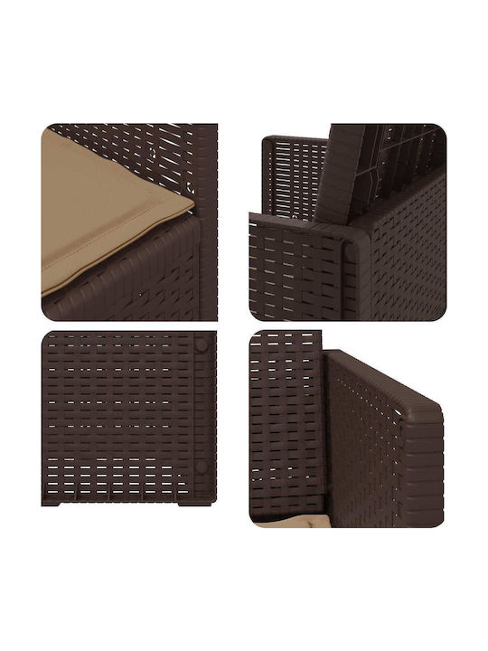 vidaXL Outdoor Chair Polypropylene Brown with Cushion 2 Pieces 53x47x88.5 cm