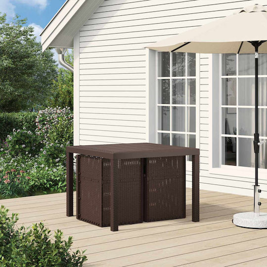 vidaXL Outdoor Chair Polypropylene Brown with Cushion 2 Pieces 53x47x88.5cm