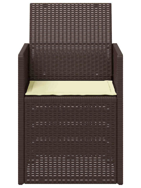 vidaXL Outdoor Chair Polypropylene Brown with Cushion 2 Pieces 53x47x88.5 cm