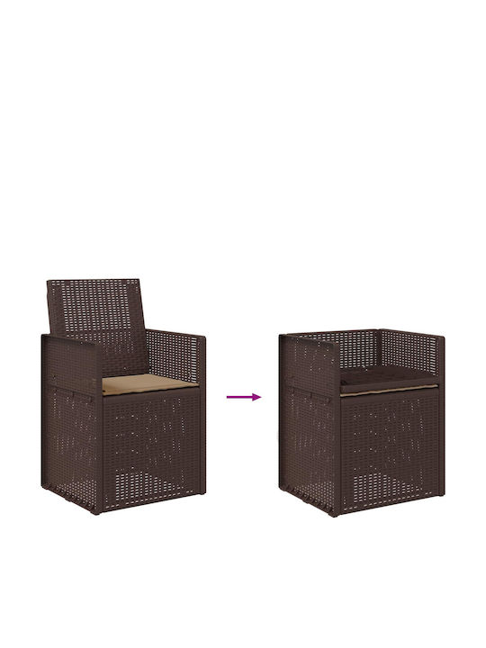 vidaXL Outdoor Chair Polypropylene Brown with Cushion 2 Pieces 53x47x88.5 cm