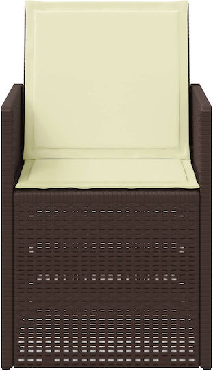 Scaun De Exterior Din Polipropilenă Maro Cu Pernă 2 Buc 53x47x88.5 Cm