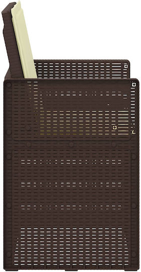 Scaun De Exterior Din Polipropilenă Maro Cu Pernă 2 Buc 53x47x88.5 Cm