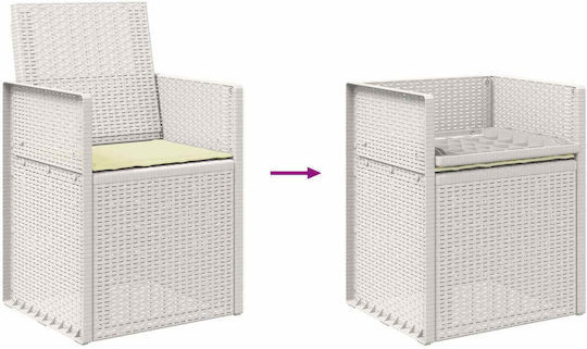 vidaXL Outdoor Chair Polypropylene Cream with Cushion 2 Pieces 53x47x88.5cm