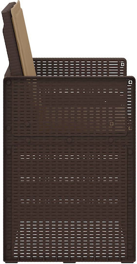 vidaXL Outdoor Chair Polypropylene Brown with Cushion 2 Pieces 53x47x88.5 cm