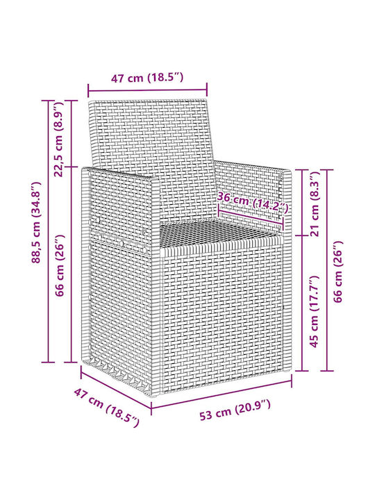 Scaun De Exterior Din Polipropilenă Maro Cu Pernă 2 Bucăți 53x47x88.5 Cm