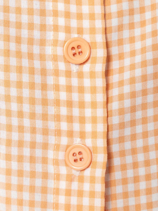 Women's Sleeveless Checked Blouse Peach