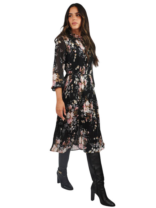 Midi Shirt Dress Black
