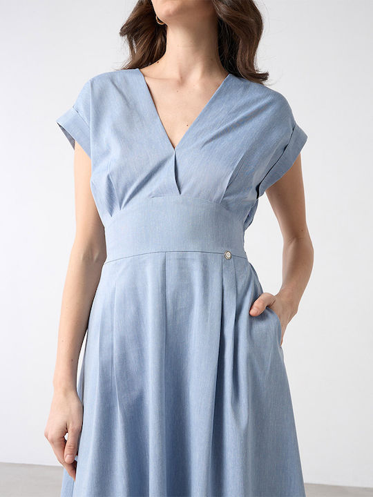Sommer Midi Damenkleid Hellblau
