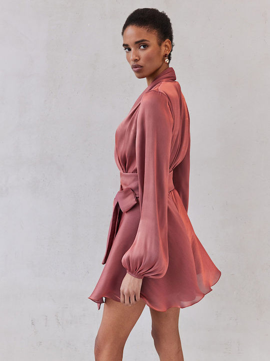 Mini Evening Satin Dress Magenda