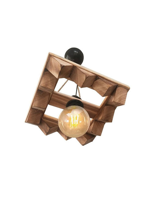 Stewehome Wooden Rustic Lighting Rope E27 Living Room 26 X 26 Cm
