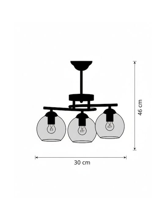 Stewehome Pendant Ceiling Light Poyraz 2 Pieces Metal Brown Body Honey Glass 40x80x37cm