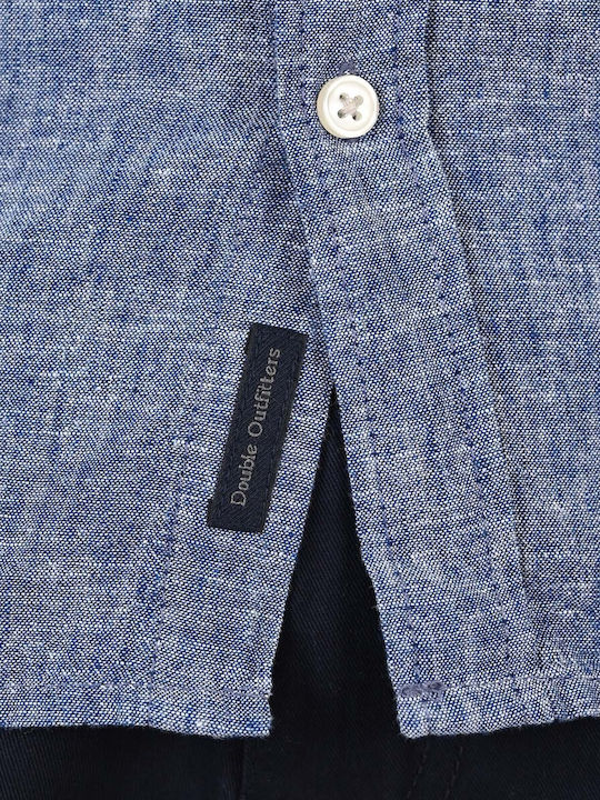 Long Sleeve Linen Shirt Blue Melange