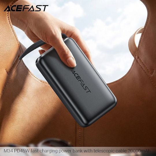 Acefast M34 Power Bank 20000mAh 45W Mit USB-A Ausgangsanschlüsse Und USB-C Ausgangsanschlüsse Power Delivery / Schnellladung Silber