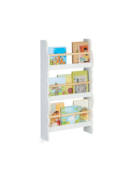 Bibliotecă de Pardoseală din Lemn Albă 52.5x14x80cm