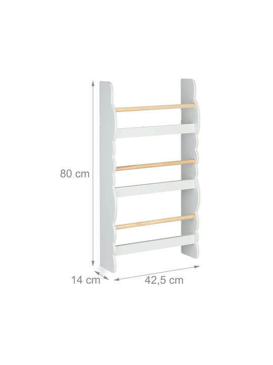 Bibliotecă de Pardoseală din Lemn Albă 52.5x14x80cm