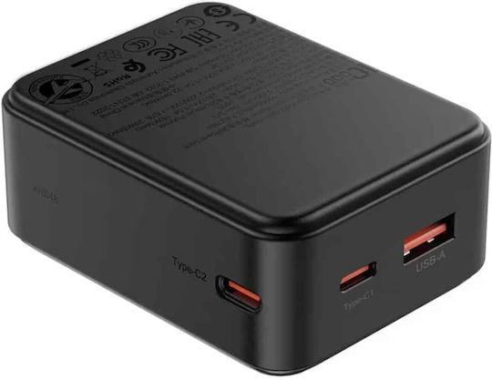 Acefast Power Bank 10000mAh 22.5W με Θύρα USB-A και 2 Θύρες USB-C Μαύρο