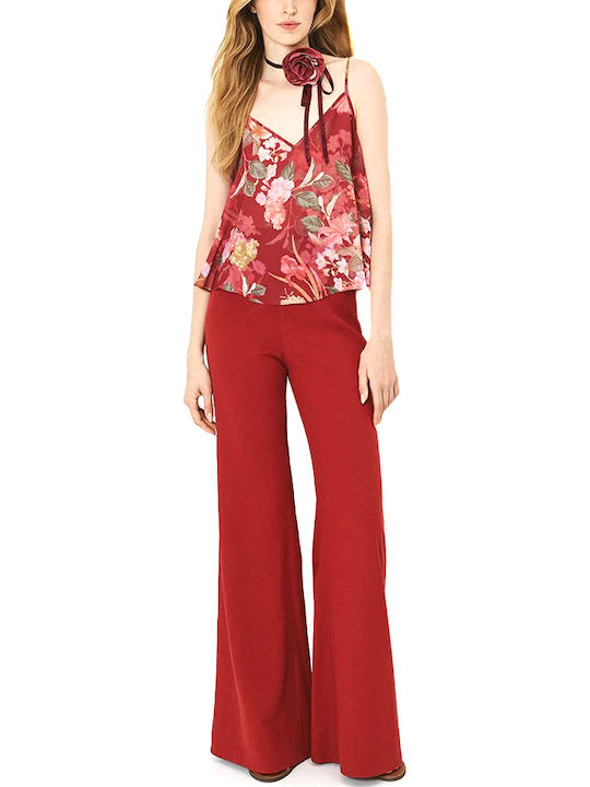 Women's High Rise Pantaloons in Straight Leg Style Red