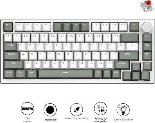 Ajazz AK820 Gaming Tastatură Mecanică 75% cu Taste Iluminate (Engleză SUA) White Light