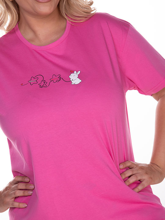 Comfort Summer Women's Cotton Pajama Set Fuchsia