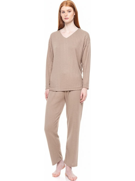 Pink Label Winter Women's Pajama Set Sand