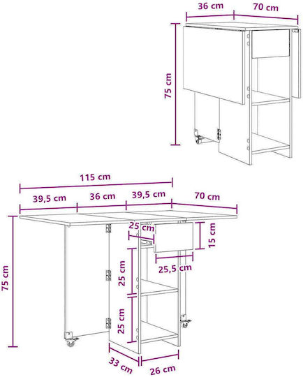 Masa De Dining Din Lemn Alb 115x70x75 cm