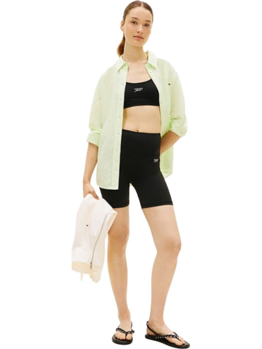 Μακρυμάνικο Γυναικείο Λινό Πουκάμισο Faded Lime/stripe Green Ριγέ