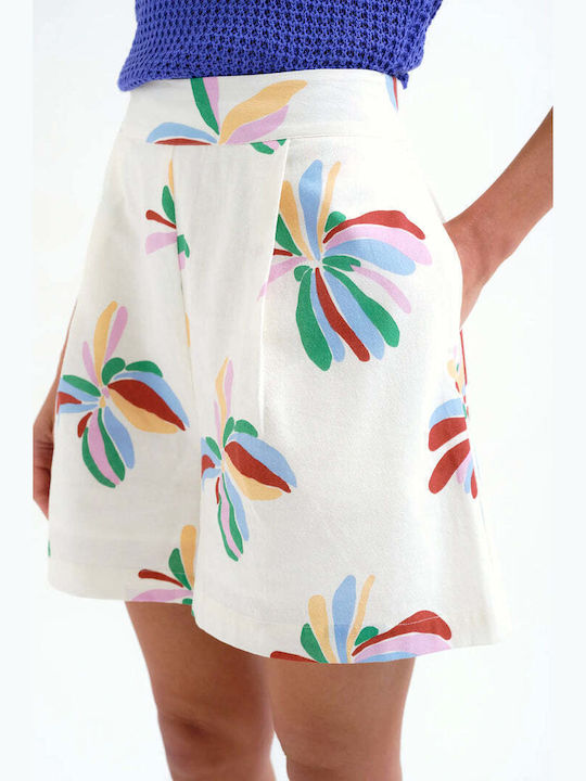 Women's High Waist Shorts Ecru