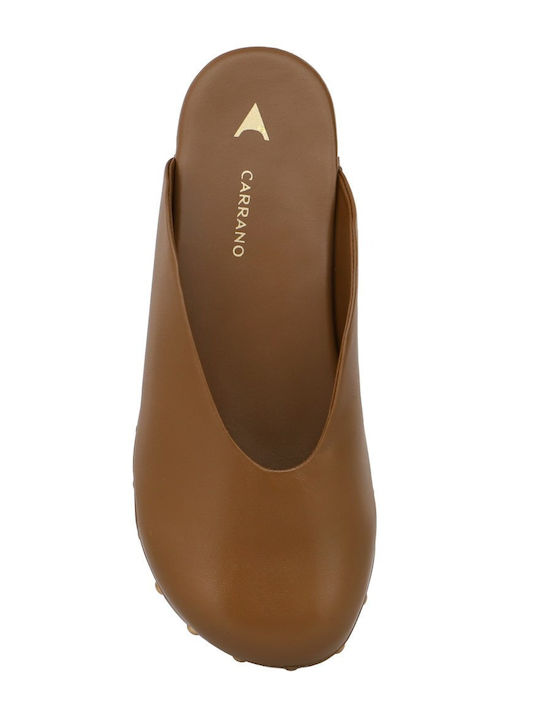 Flat Δερμάτινα Mules σε Ταμπά Χρώμα