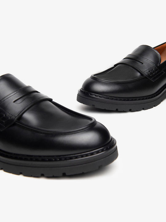 Leather Men's Loafers in Black Colour