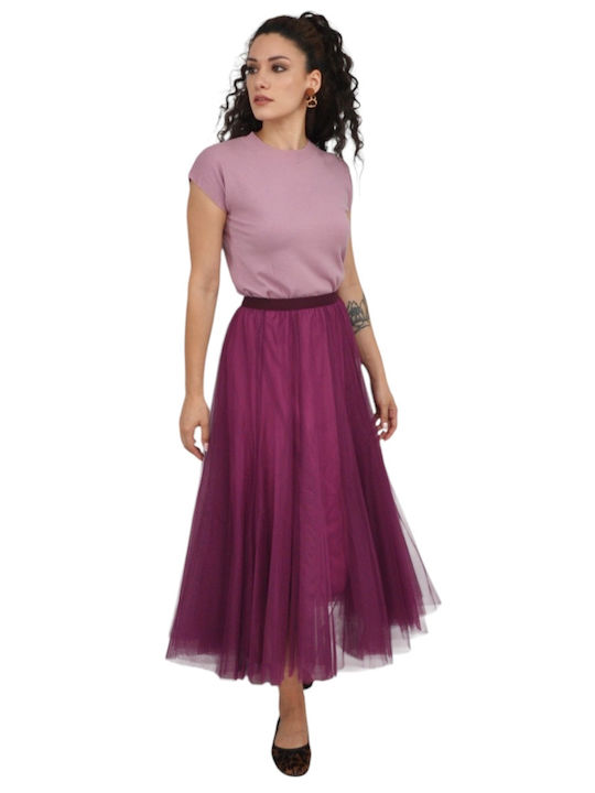 High Waist Maxi Skirt with Purple Tulle
