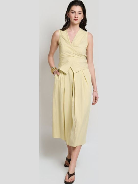 Set With High Waist Midi Skirt Yellow