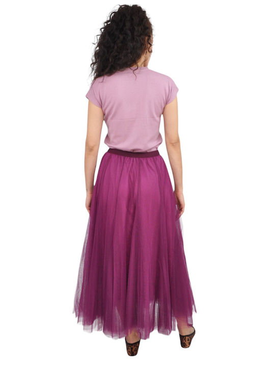 High Waist Maxi Skirt with Purple Tulle