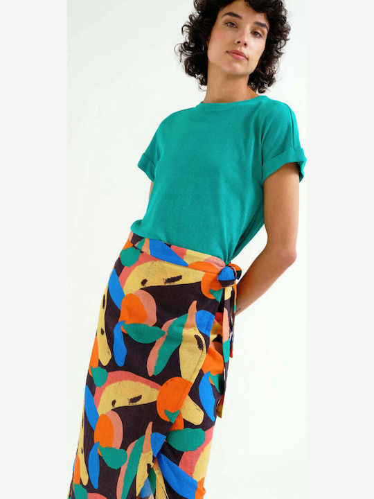 High Waist Midi Envelope Skirt Multicolour