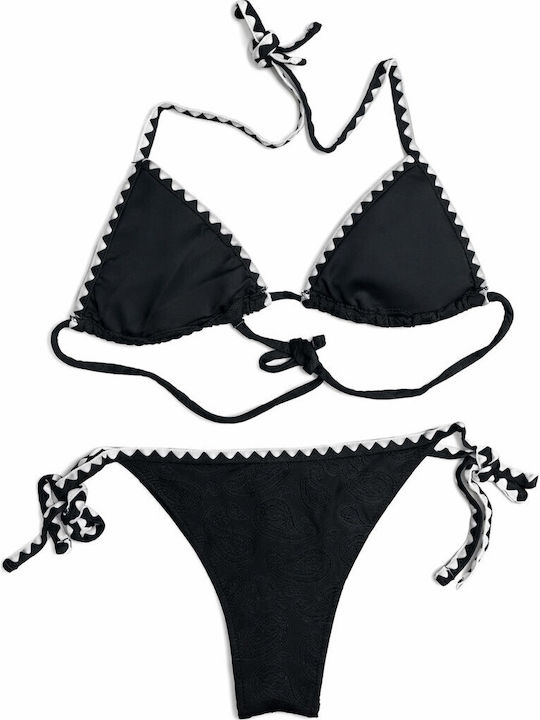 Set Bikini Τριγωνάκι με Αφαιρούμενη Ενίσχυση Μαύρο