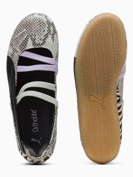Speedcat Leather Women's Ballerina Shoes in Black Colour