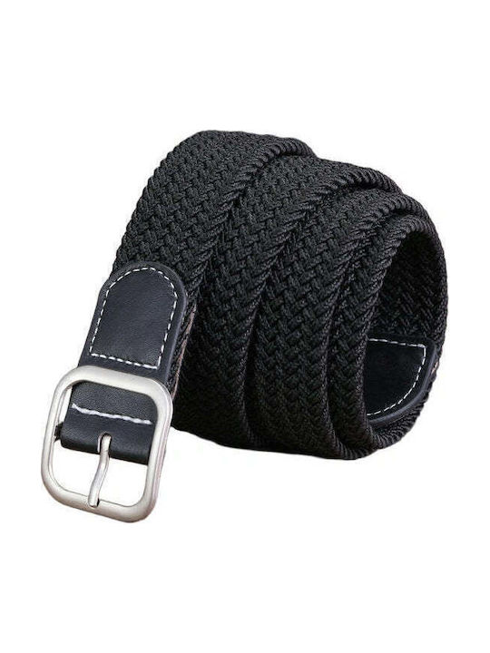 Wide Elastic Men's Knitted Black Belt