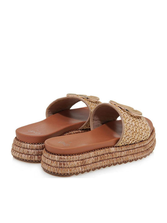 Flatforms Beigen Damen Sandalen