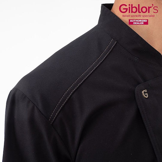Giblor's Σακάκι Σεφ 100% Βαμβάκι Μαύρο με Κοντό Μανίκι
