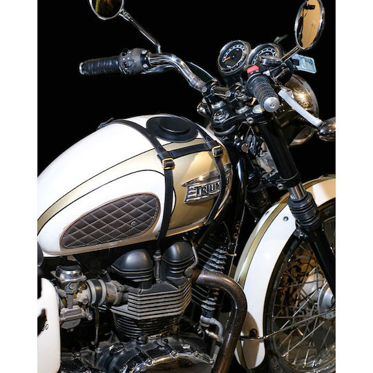 Tripmachine Leather Motorcycle Tank Straps Side Mount Triumph Bonneville Black Tank Strap Right Side Fuel Inlet Black